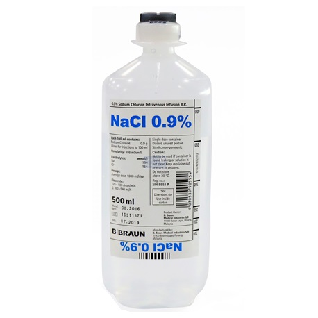 B Braun Sodium Chloride Intravenous Infusion, 500ml Soft Bottle, 10bo/ct